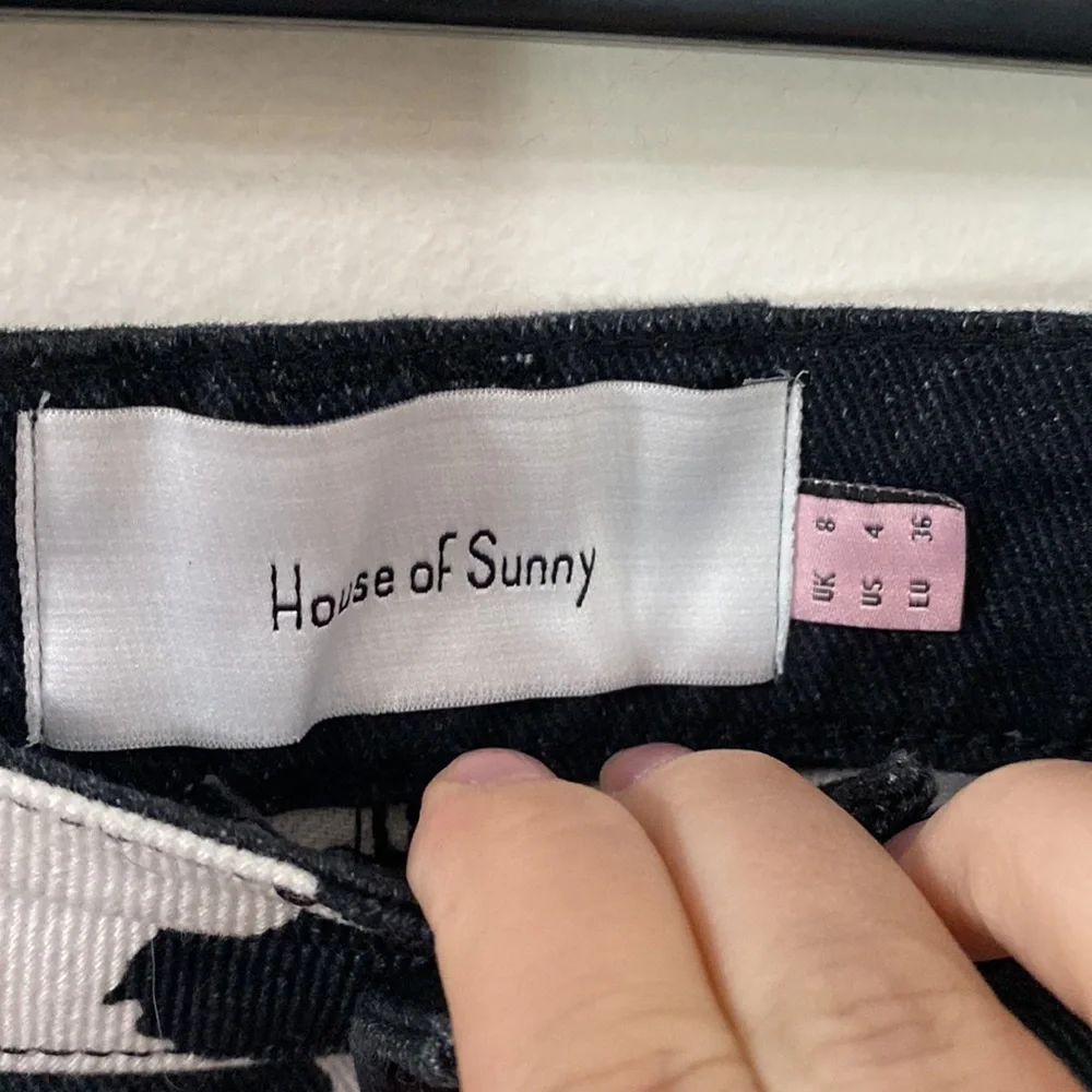 House of Sunny Jessie jeans in cow print size 4